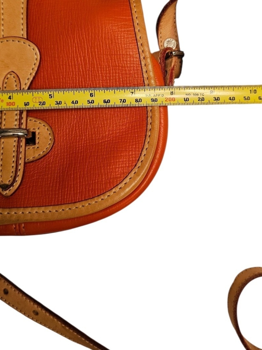 Vintage Dooney & Bourke Orange All Weather Leather Crossbody Bag AWL Equestrian - Picture 4 of 13